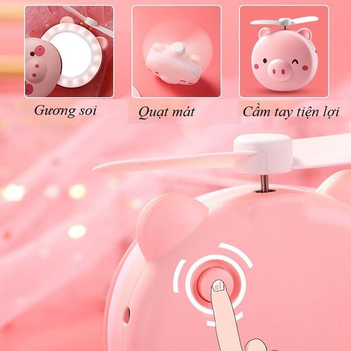 Gương mini cầm tay có đèn Led kèm quạt