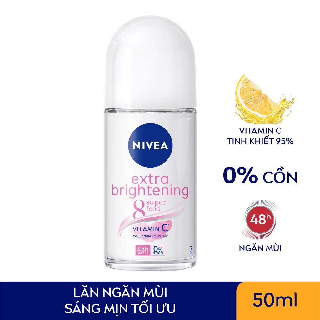 Lăn Ngăn Mùi NIVEA Extra Brightening Dưỡng Trắng Mờ Thâm Vitamin C (50 ml)