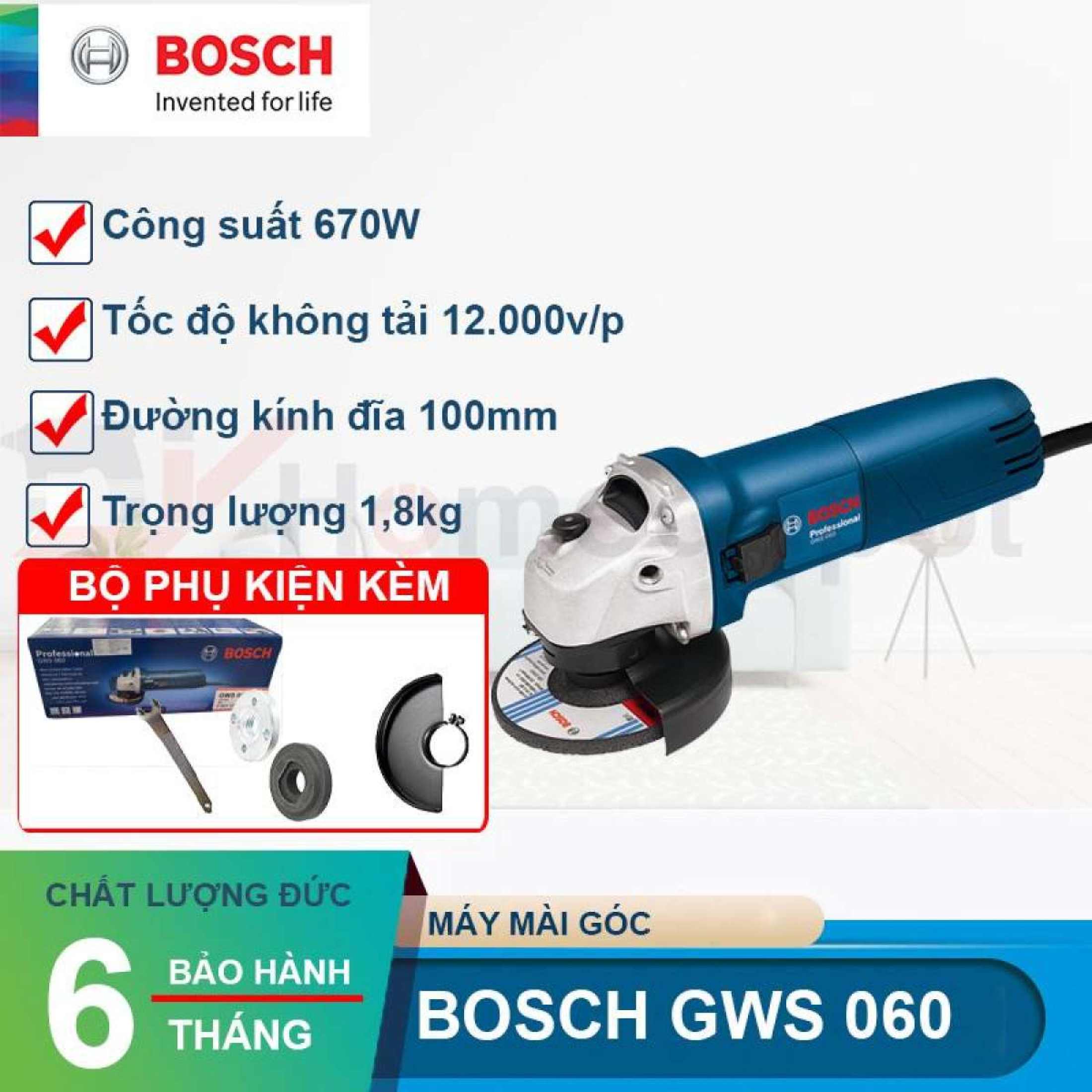 [SUPER SALE -GIẢM GIÁ 50% ]  Máy Mài Máy Cắt BOSSCH GWS 6-100 SM - 670W  - Bảo Hành 6 Tháng -Chuyên dùng để mài góc cắt sắt  gỗ  gạch đá trong gia đình hoặc công trình Laz Police