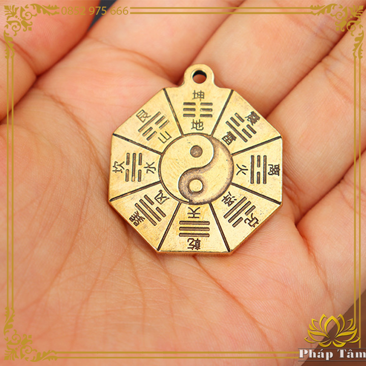 Móc Khóa Tiên Thiên Bát Quái Quẻ Kinh Dịch Đồng Nguyên Khối - Pháp Tâm
