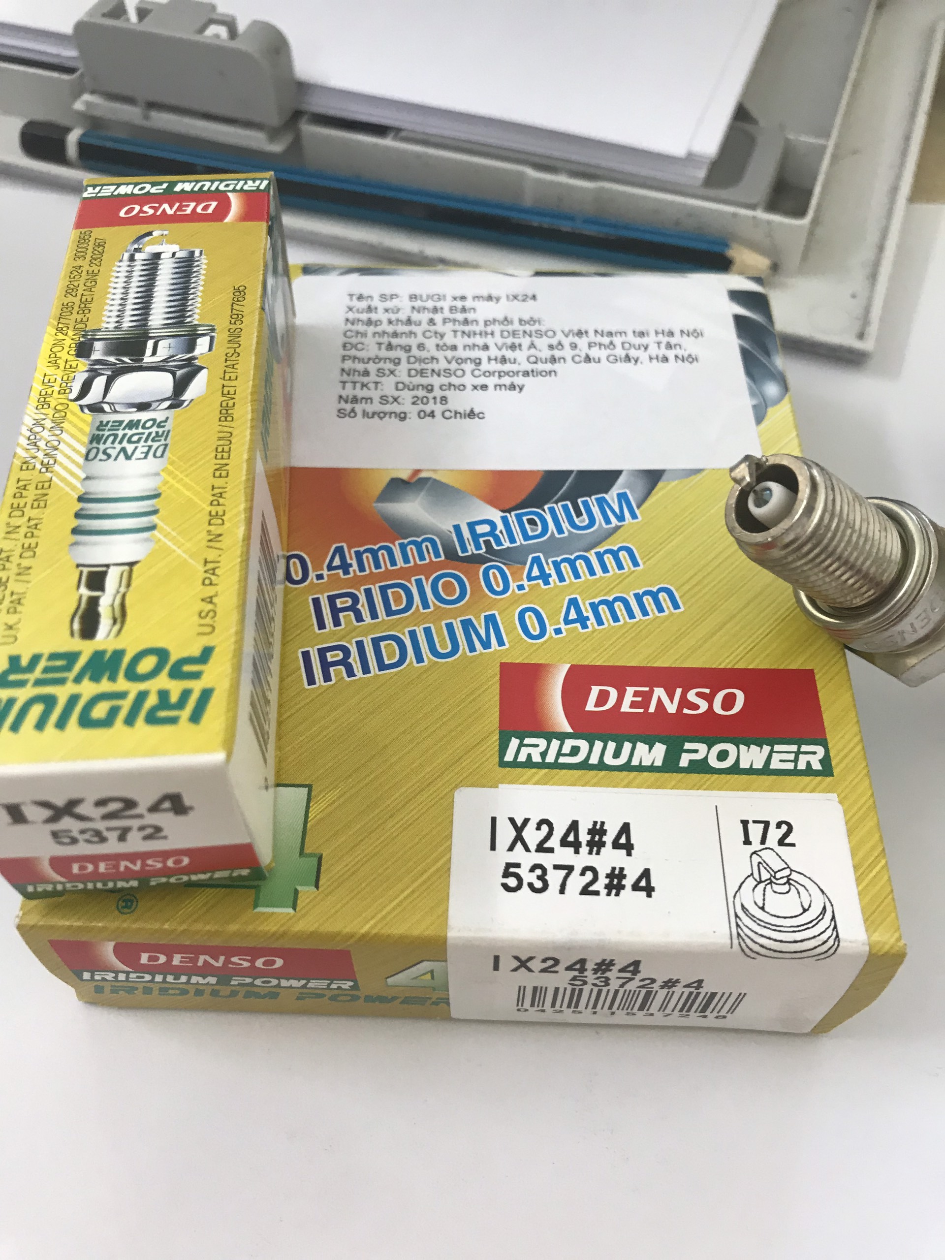 Bugi Denso Iridium power IX24 cho xe Suzuki GN 125, SYM HUSKY và SYM Wolf