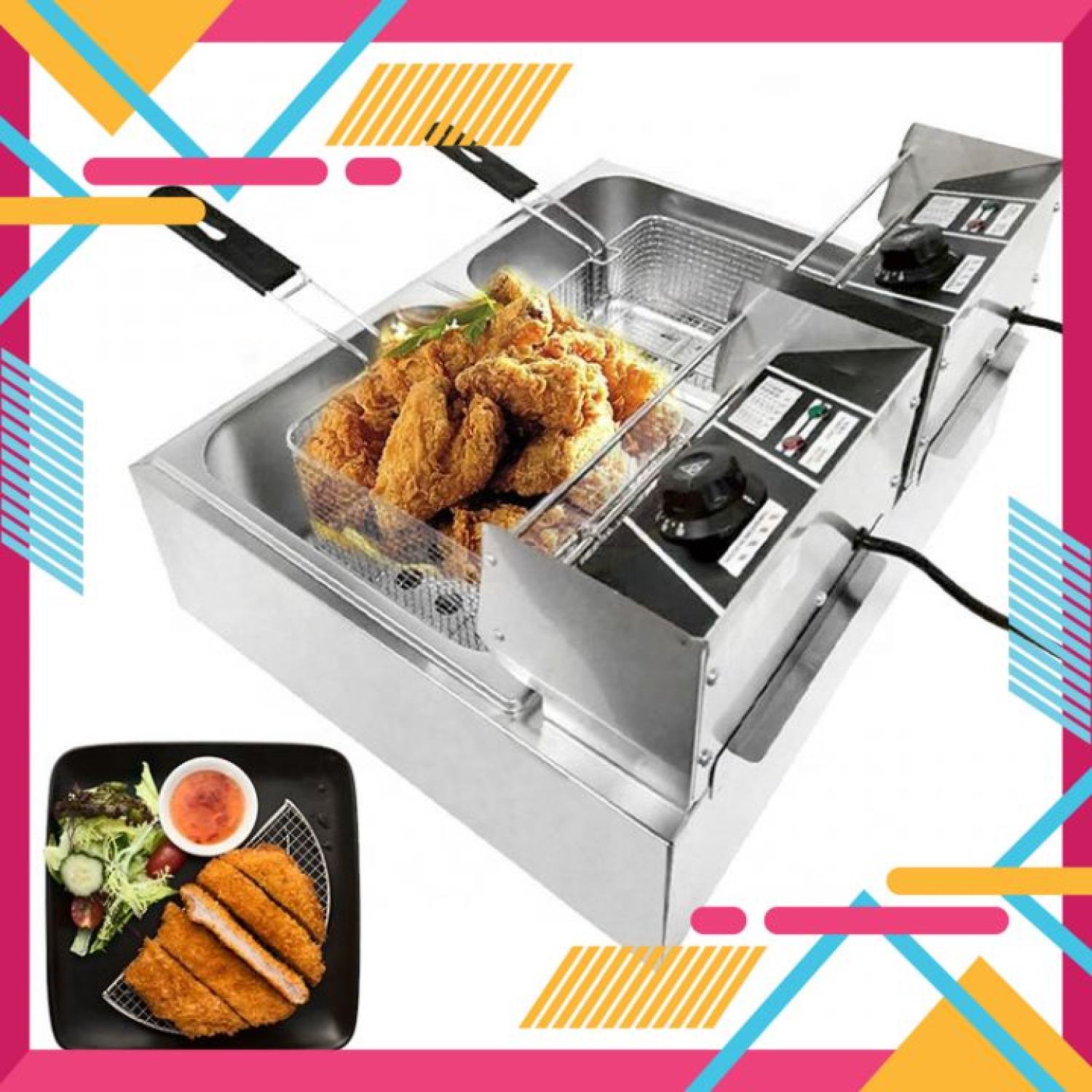 BẾP CHIÊN NHÚNG ĐIỆN ĐÔI 2 TANKS 8L