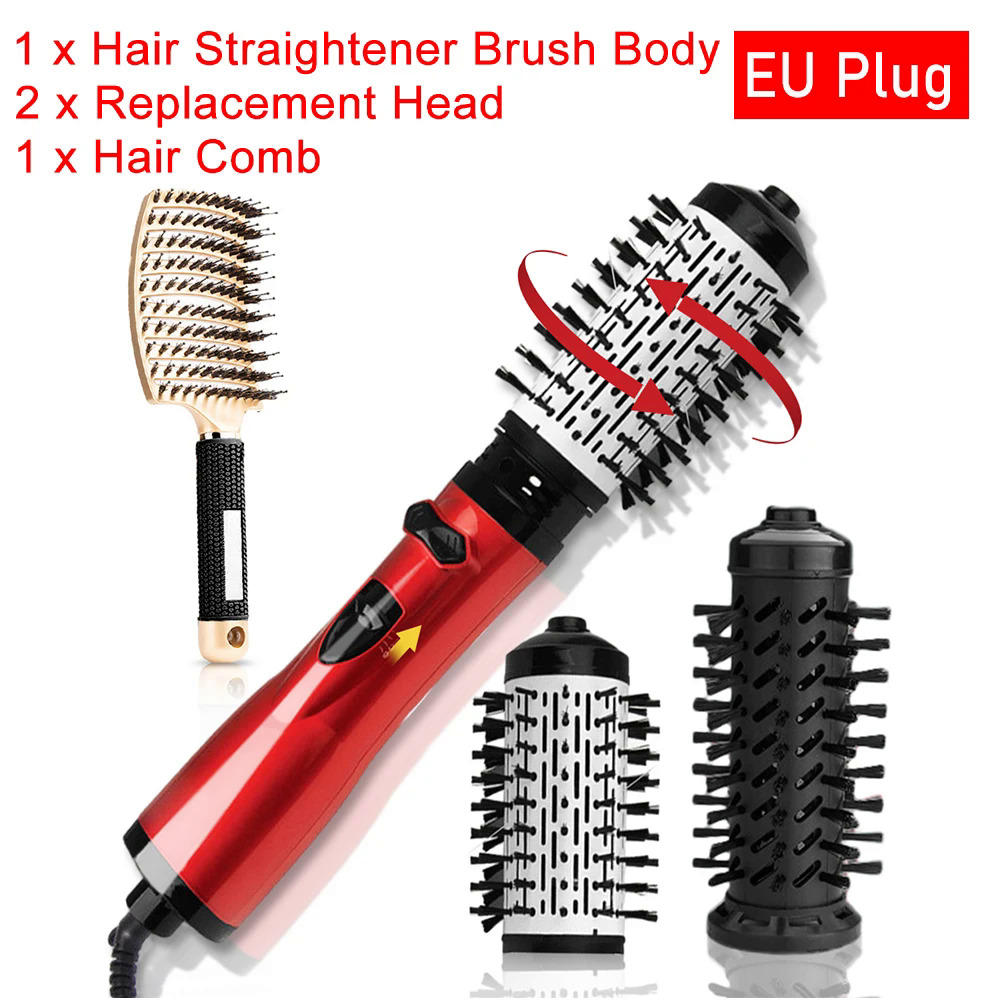 3 trong 1 xoay máy sấy tóc điện lược tóc ép tóc Bàn chải máy sấy bàn chải không khí nóng Lược ion âm Tóc Tạo Kiểu Tóc Lược