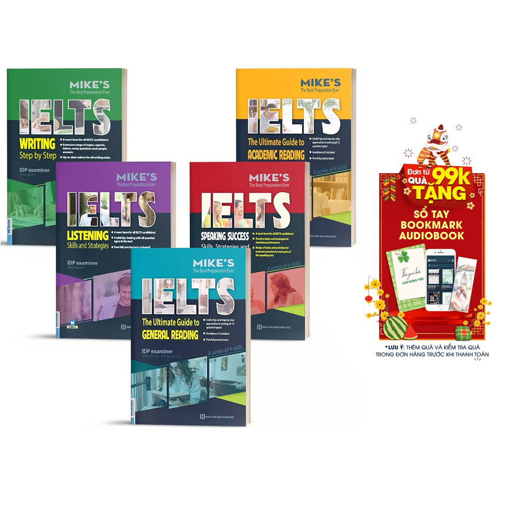Combo Ielts Mike's (Writing, Reading, Speaking, Listening) - Học Kèm App Online