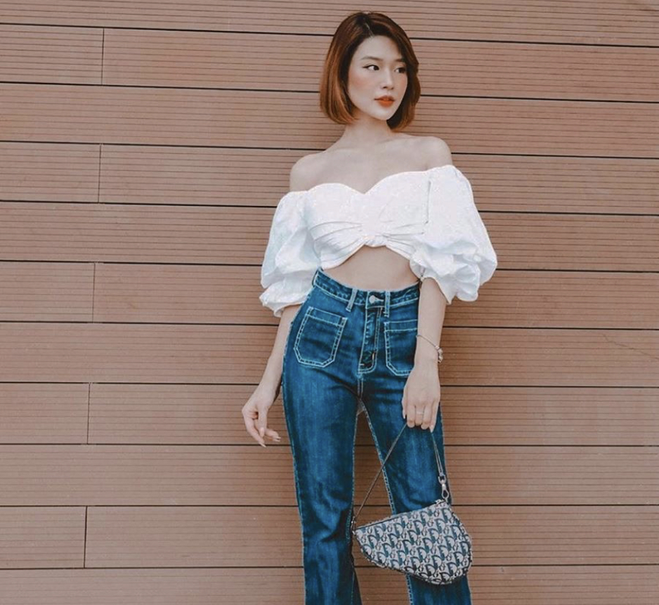 Áo Xoắn Ngực Thắt Nơ Lưng - Mặc 2 Kiểu (TRẮNG)