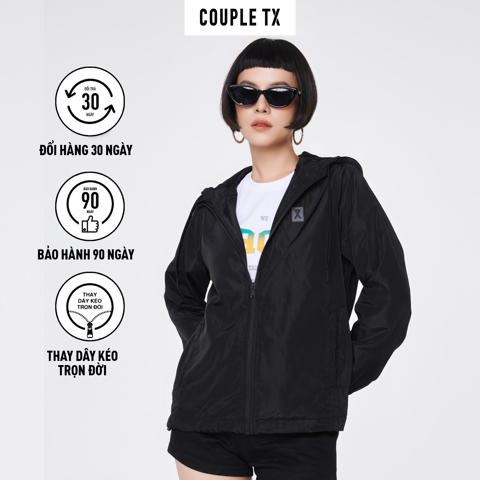 Áo Khoác Dù Nữ COUPLE TX - Áo Khoác Chống Nắng, Tránh Gió, Có Nón Basic WOP 2047/ WOP 2040
