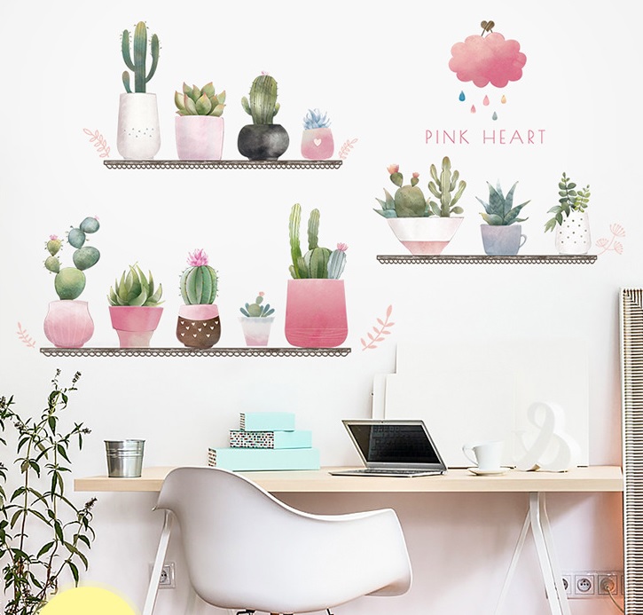Decal dán tường Chậu cây hồng - C19 - Vivadecal