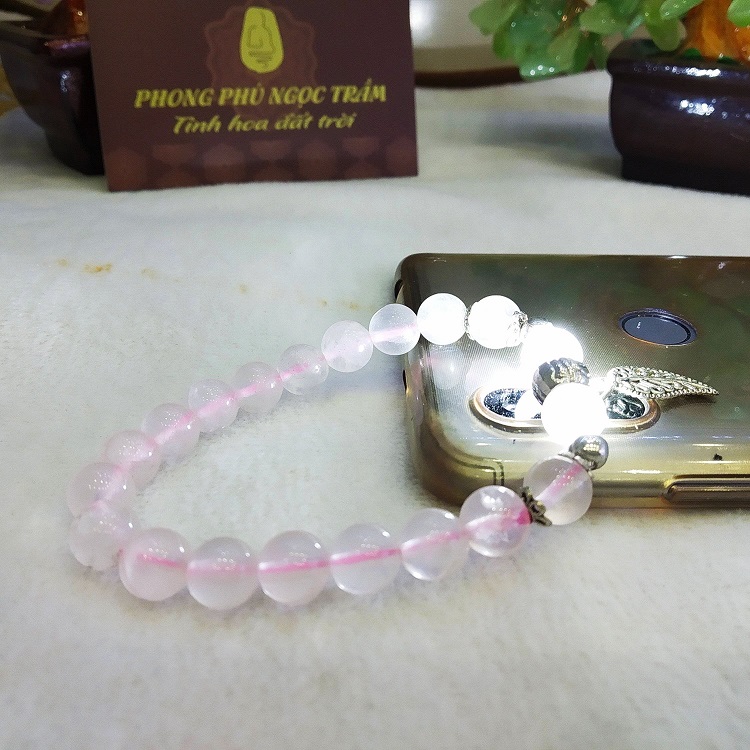 Vòng đá thạch anh hồng 8li mix tùy hựu