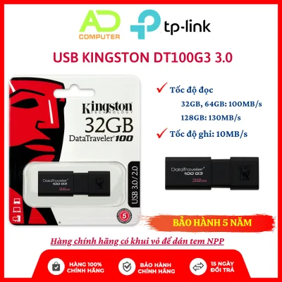 USB Kingston DT100G3 3.0 16GB/32GB/64GB nắp trượt tốc độ tới 100MB/s - BH Chính hãng 5 Năm
