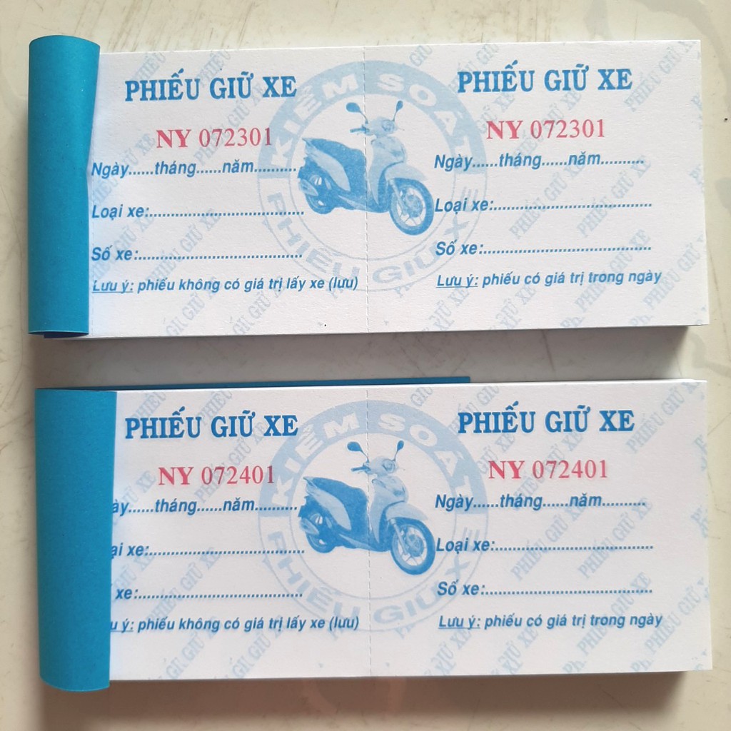 Phiếu giữ xe ny 7x16cm 100 số