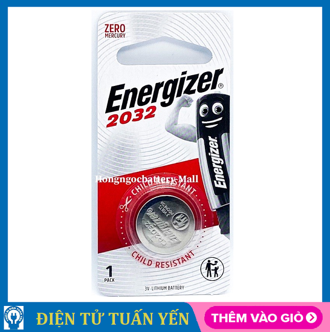 Pin nút áo CR2032 Energizer Lithium 3V (vỉ 1 viên) - Hàng chính hãng