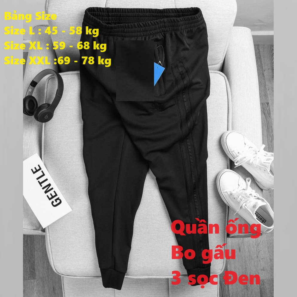 SALE - Q2 - Quần Jogger thể thao Nam Nữ bo gấu [ 3 Sọc Đen ] dầy dặn thời trang phong cách năng động dễ phối đồ ( CHẤT UMI SIÊU ĐẸP )