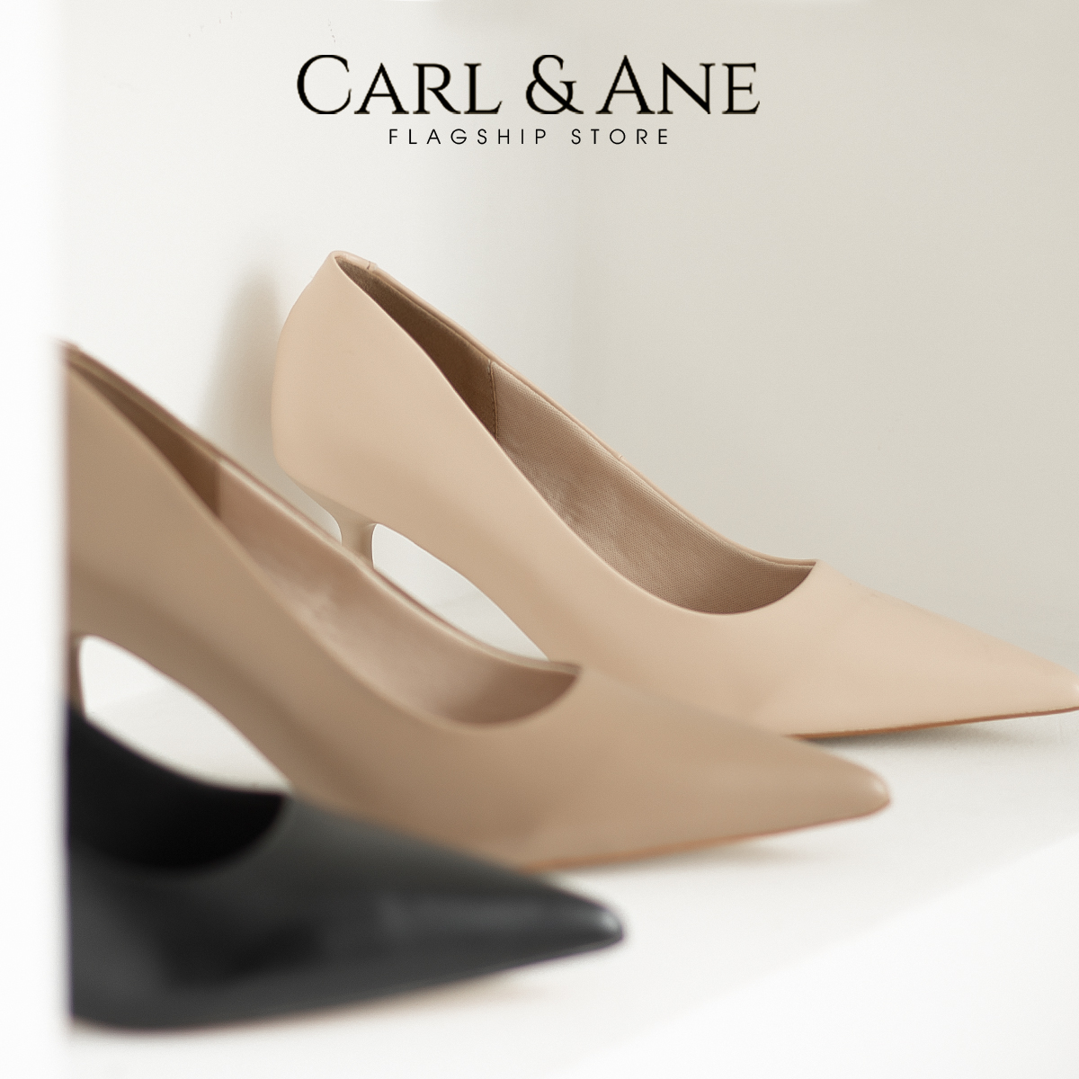 Carl & Ane - Giày cao gót bít mũi thời trang công sở gót nhọn cao 7cm màu cà phê - CP014