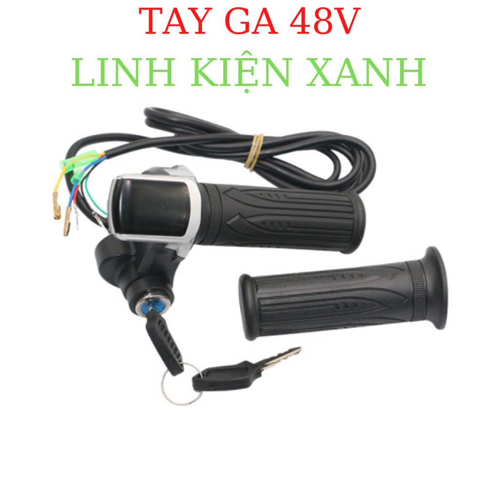 Tay ga xe điện có đồng hồ led báo pin 48v