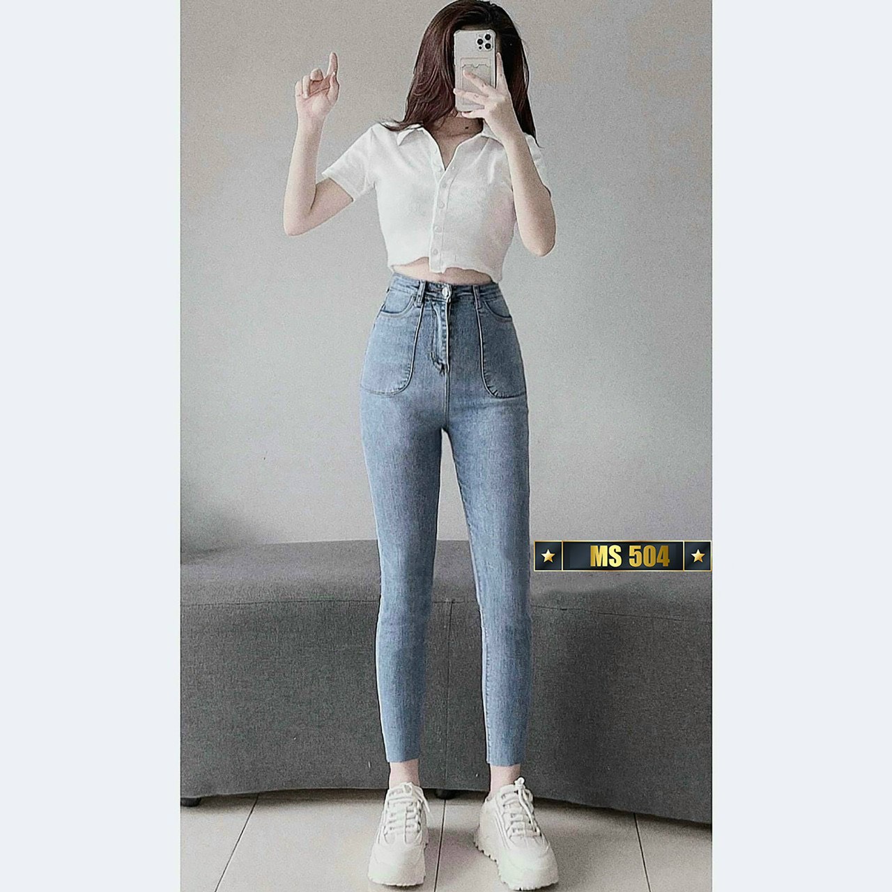 [HCM]QUẦN JEAN NỮ MÀU XANH PHỐI NÚT ĐẸP LƯNG CAO SIÊU TÔN DÁNG MẪU MỚI THỎ TÂY SHOP94 JC13