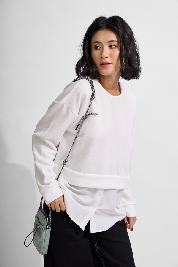 [NHẬP MÃ NOVFALAZSOCIAL02 GIẢM 40K ĐƠN 199K  ] Áo sweater Maybi suông thun phối lai sơmi