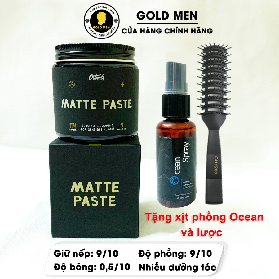 Sáp vuốt tóc O'douds Matte Paste, Dry Wax, Styling Treatment + Tặng quà