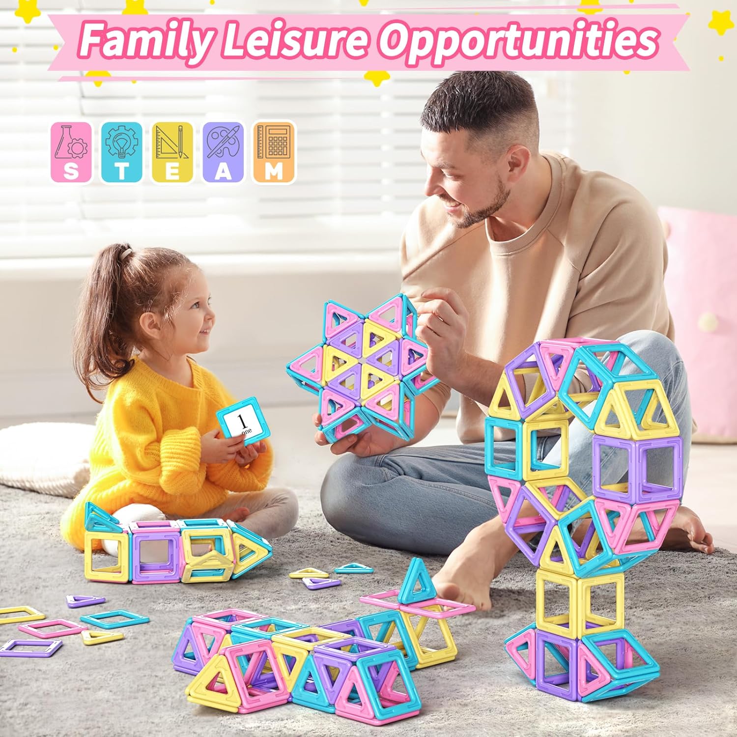 Bộ xếp hình khối nam châm Rurvale 44Pcs Magnetic Blocks Basic Set