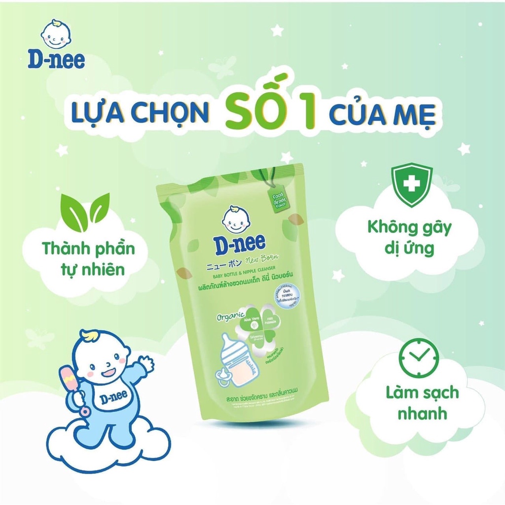 Nước Rửa Bình Sữa D-nee 600ml, 550ml Chính Hãng Thái Lan, Nha Đam Hữu Cơ, An Toàn Lành Tính, Khử Khuẩn Hiệu Quả