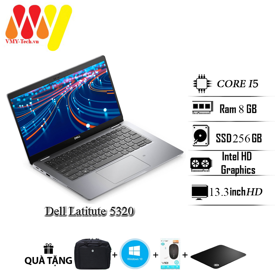 Dell Latitude 5320 laptop with high configuration, core i5, 8gb Ram, 256gb SSD hard drive, 13.3 inch FullHD screen, free wireless mouse, mouse fur, laptop bag