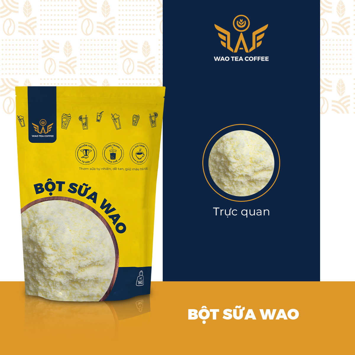 Bột Sữa WAO (1kg) pha trà sữa Việt Nam, trà macchiato