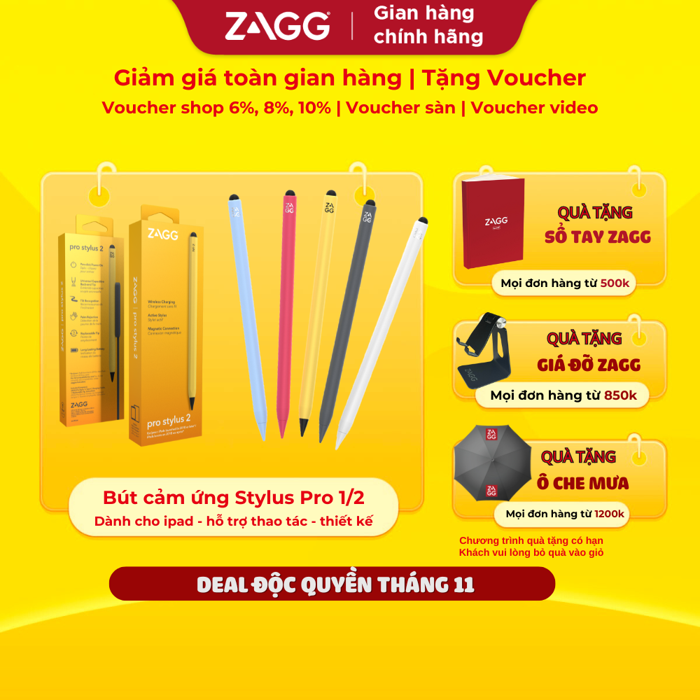 Bút cảm ứng ZAGG-Pro Stylus Pencil dành cho các dòng iPad Air/Pro từ 2018