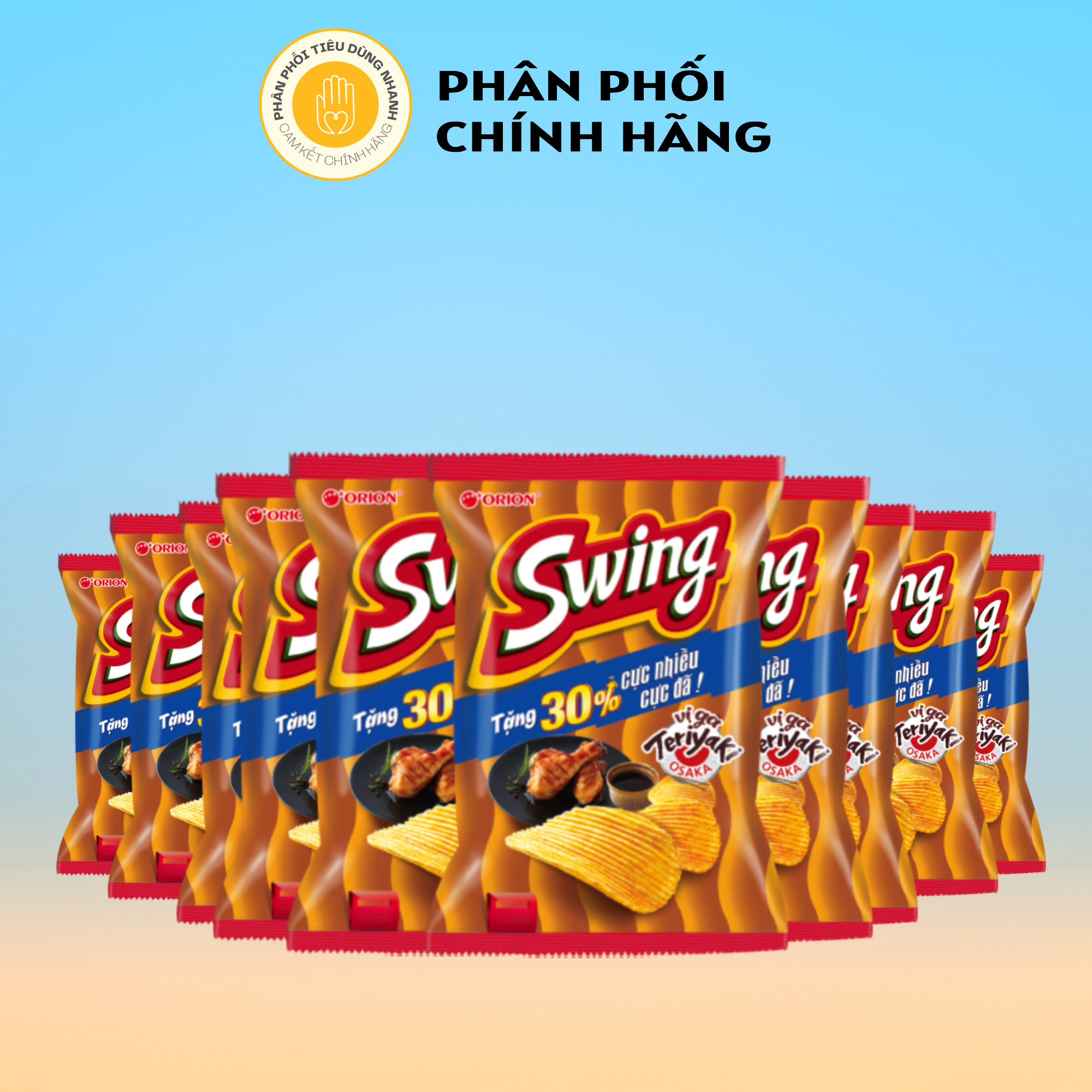 Bịch 10 gói bánh snack khoai tây swing orion vị gà teriyaki 36g/gói