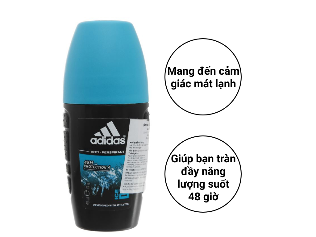 Lăn khử mùi nam Adidas ngăn mồ hôi 40ml-3 mùi