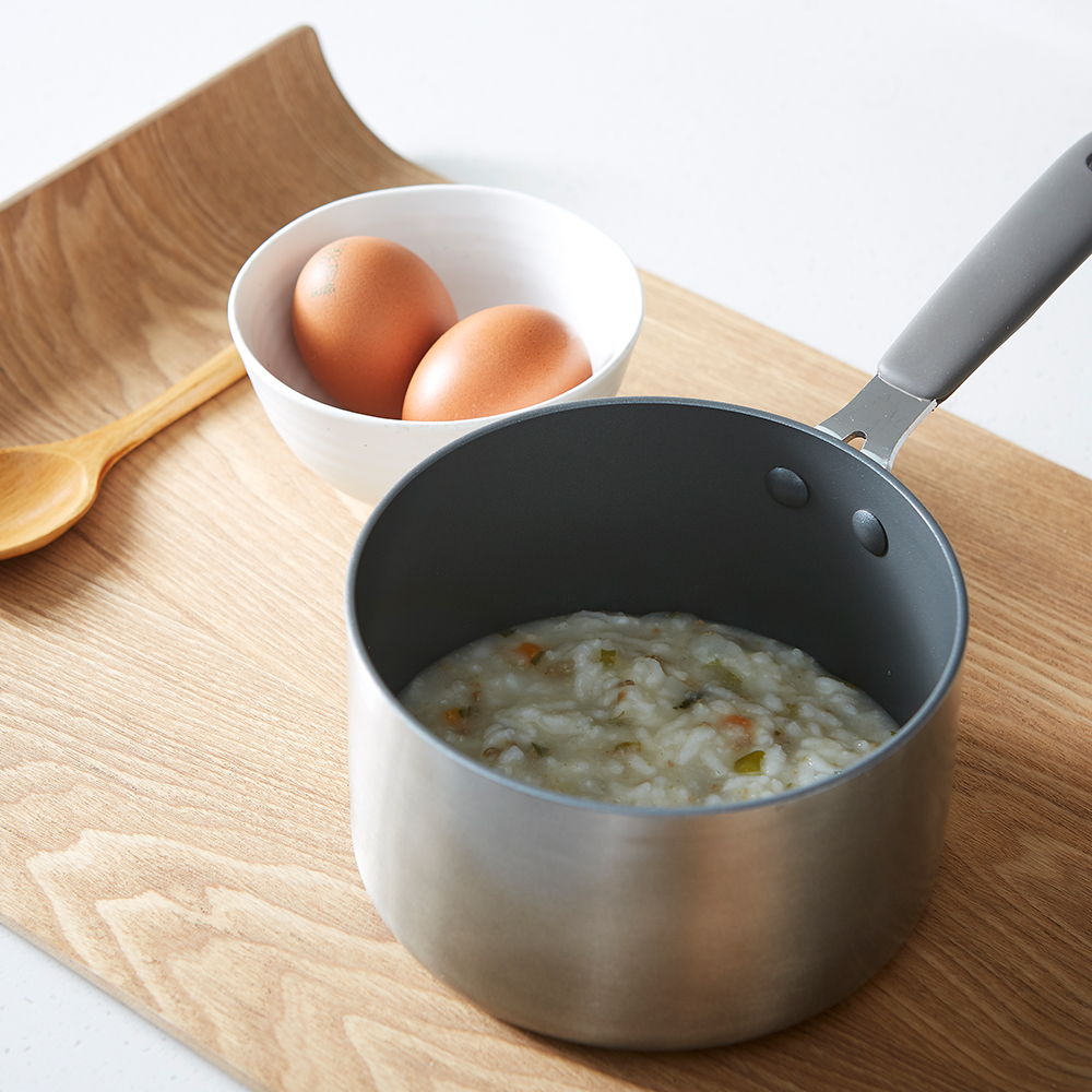 Nồi sâu lòng chống dính Lock&Lock Handycook 14cm LHD1141 - 1 tay cầm dài - Có kèm nắp - Màu xám