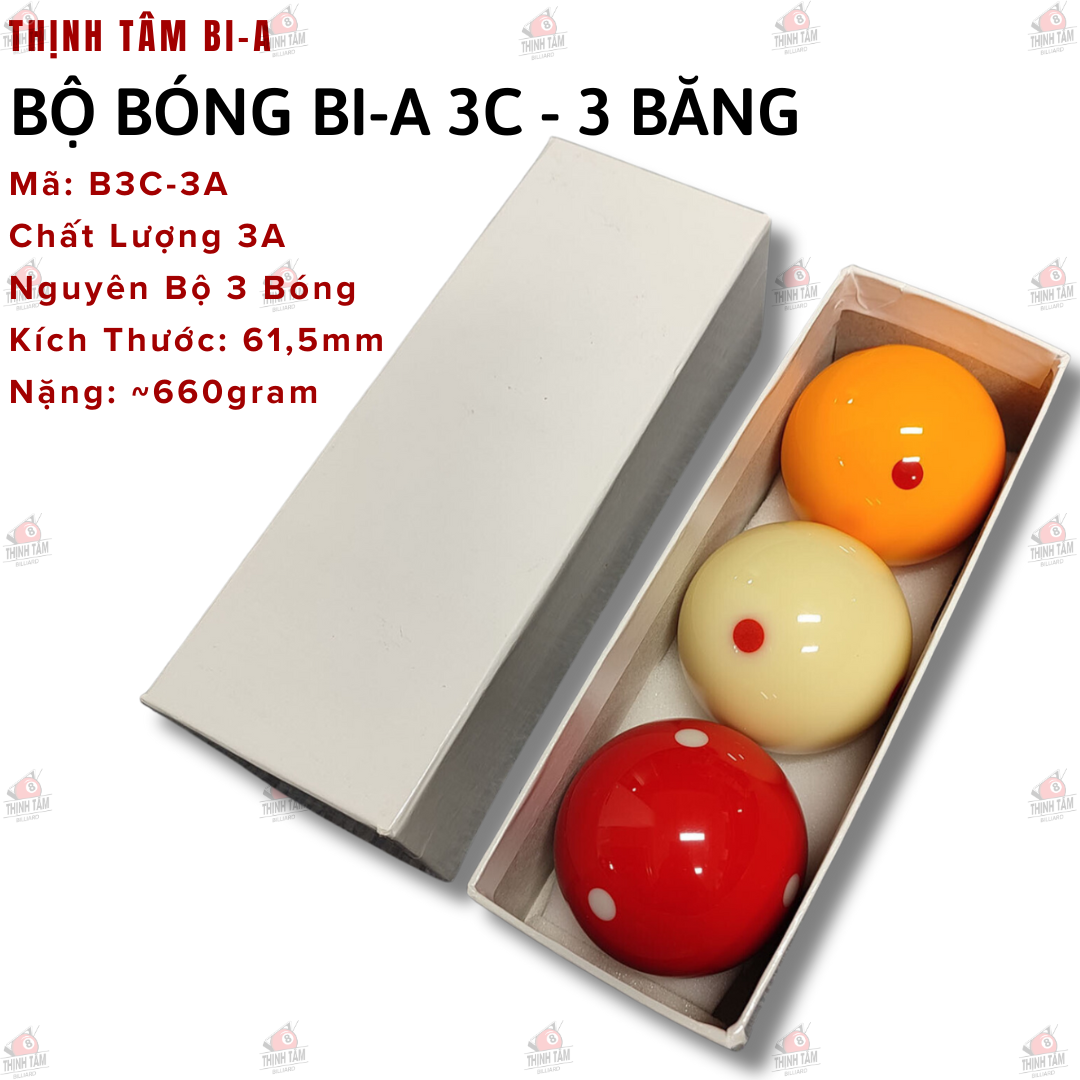 [THỊNH TÂM] Bộ 3 Bóng Bida 3 Băng, Bóng Bi-A 3C 6 Chấm [ Bộ Bóng 3C ]