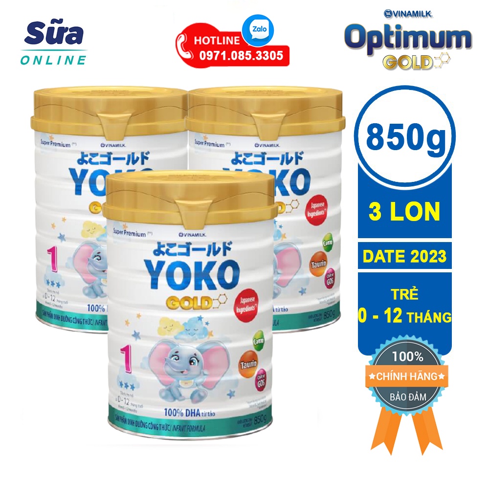 [Combo 3 lon] Yoko 1 - Hộp Thiếc 850g (cho trẻ từ 0 - 1 tuổi) - Sữa bột Vinamilk - Tạp hóa Minh Khôi.