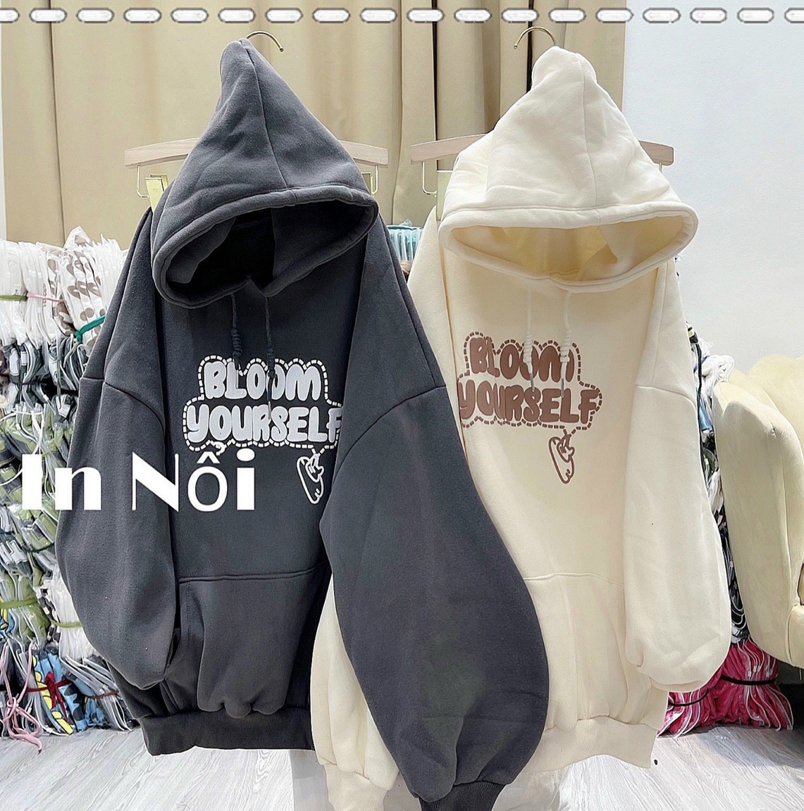 Áo khoác hoodies chui đầu in chữ có 4 màu, thời trang hoodies nam nữ