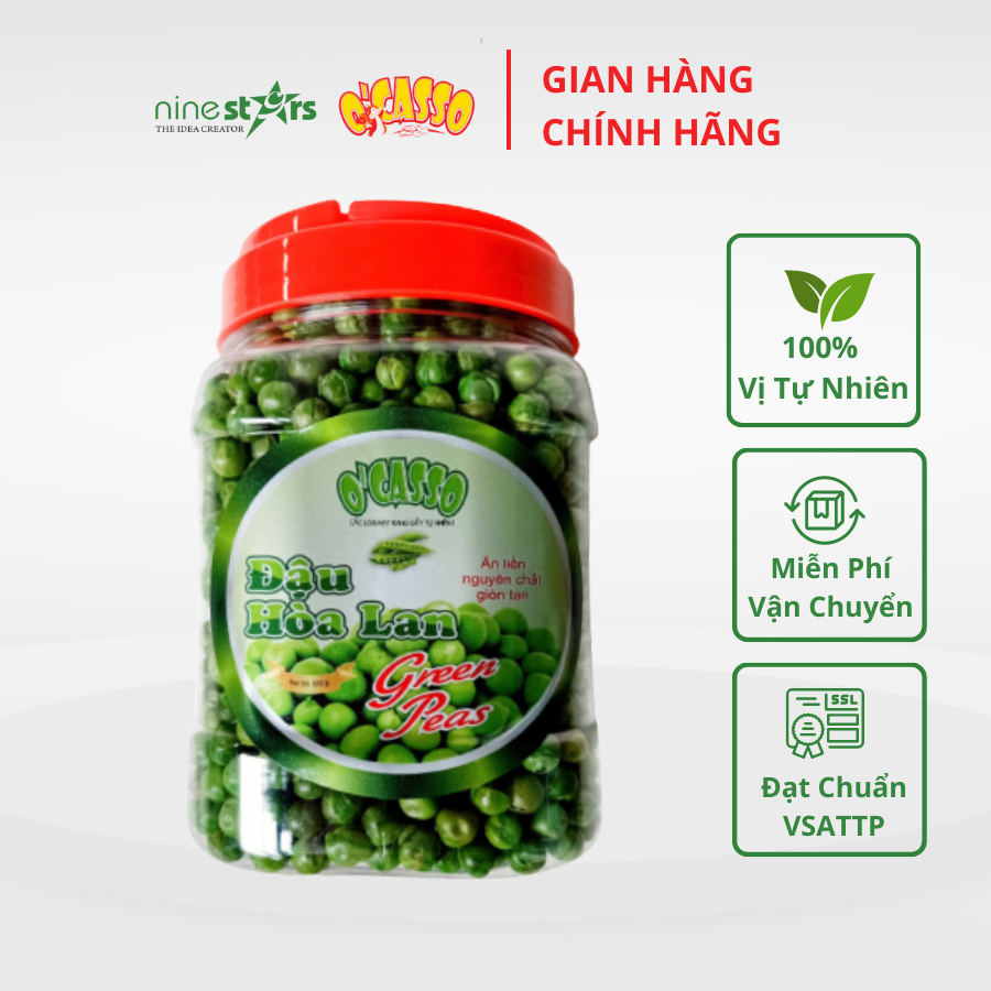 Đậu hòa lan sấy giòn vị muối ocasso hộp 500g