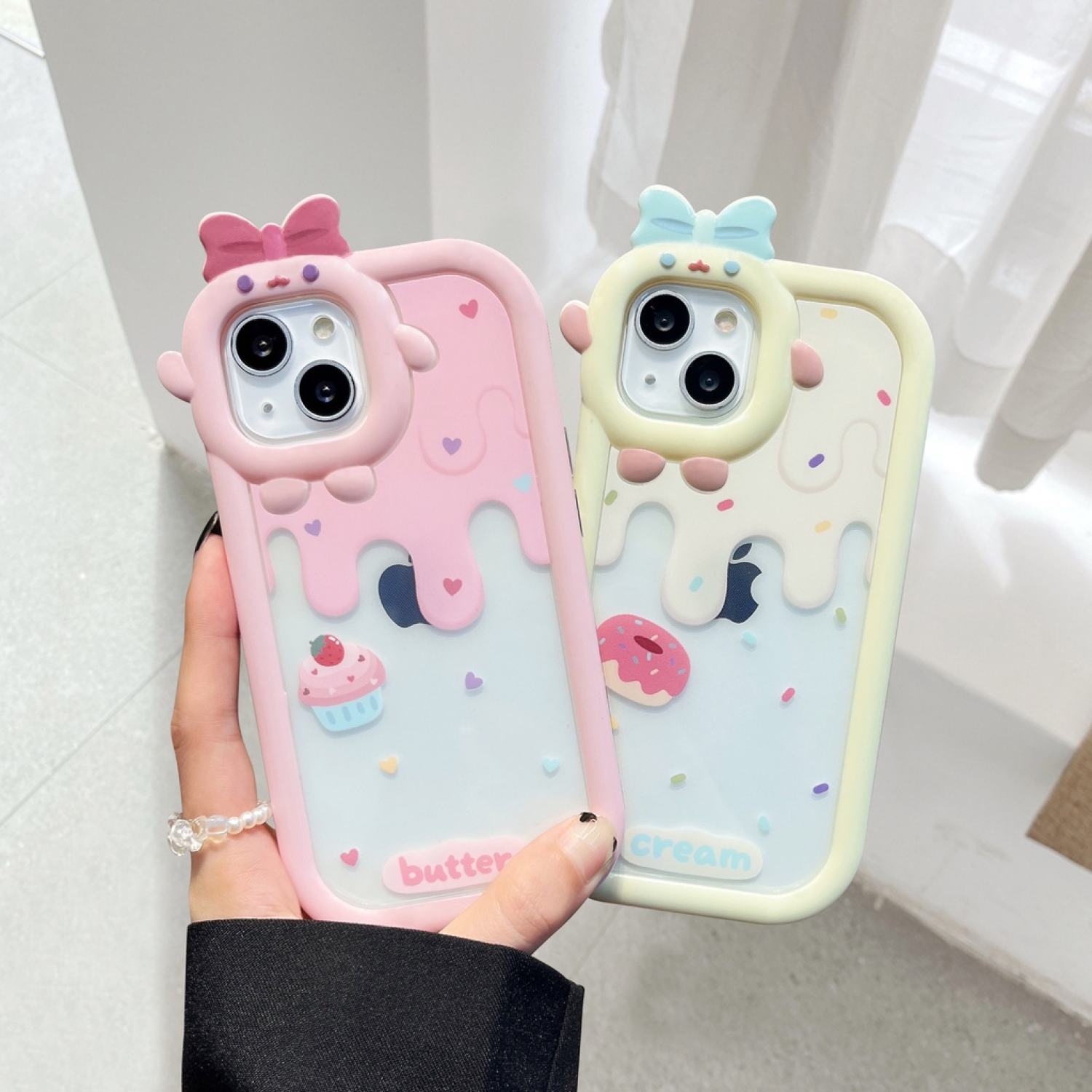 Ốp lưng iphone nơ camera hình vuông cream cake 6/6splus/7/7plus/8/8plus/x/xs/11/12/13/pro/max/plus/promax-Awifi B5-18