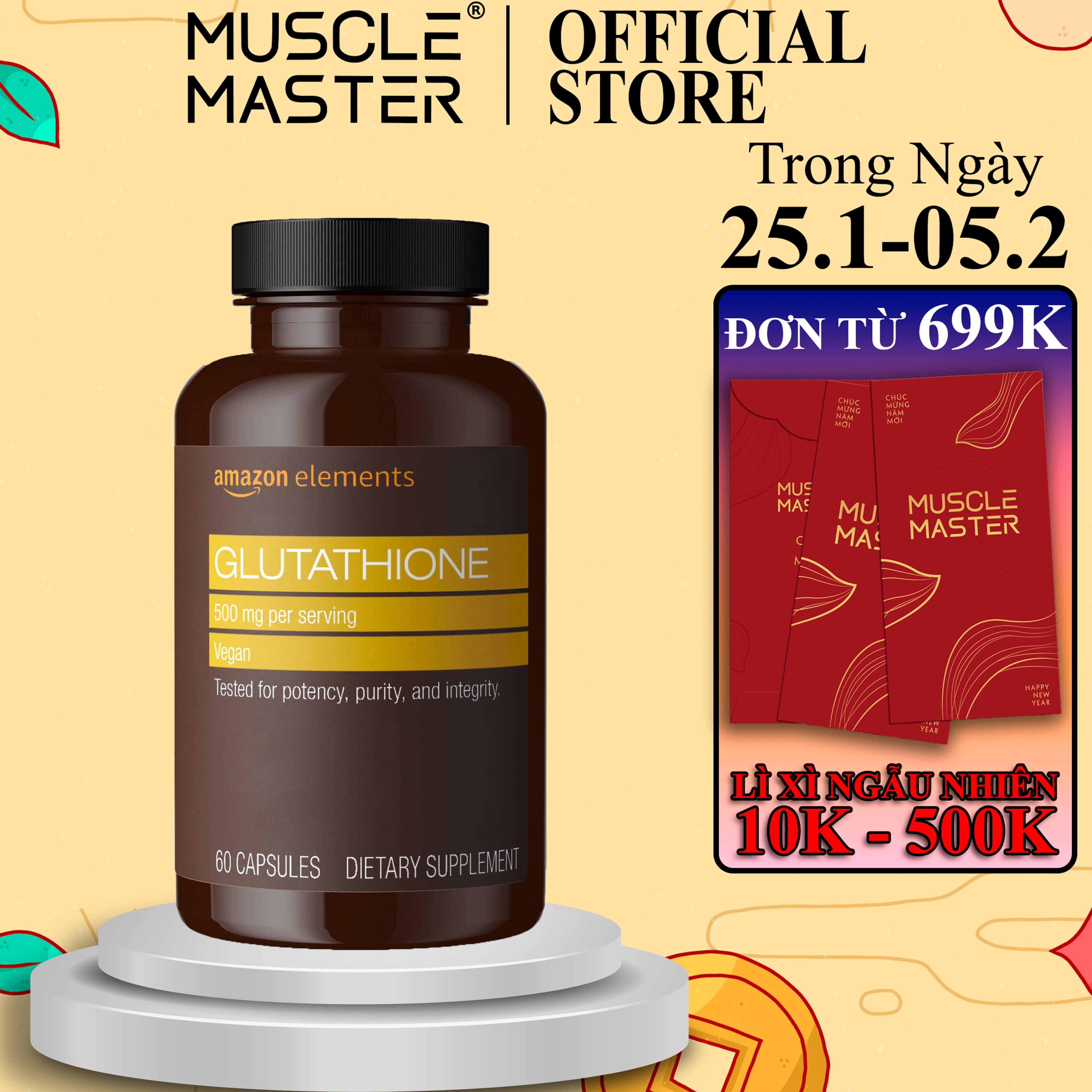 Vin Ung H Tr Trng Da Amazon Elements Glutathione 500mg 60 Vin |  Lazada.vn