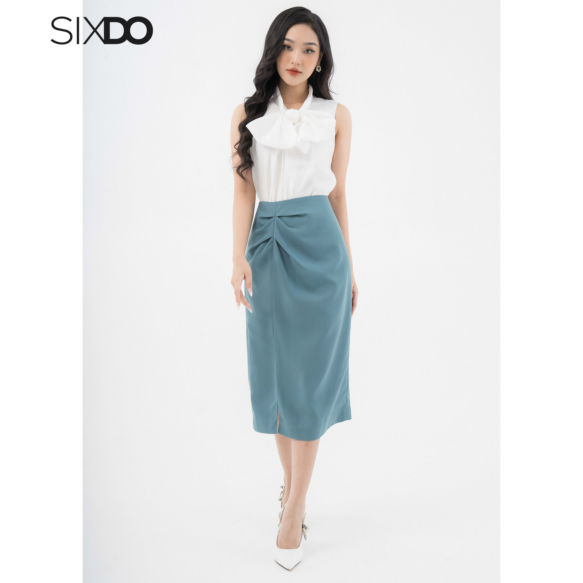 Chân váy nhúm eo xẻ tà SIXDO