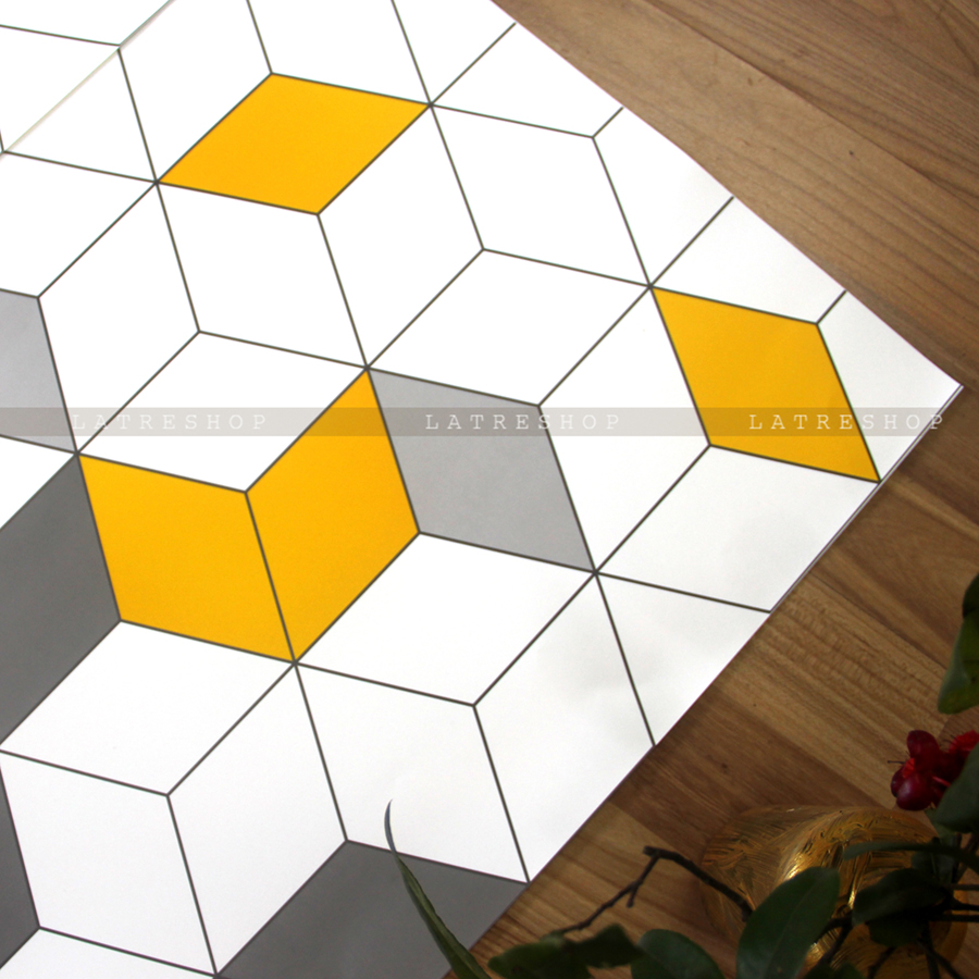 Decal gạch bông Box line - Decal dán tường - Sắc nét bền đẹp