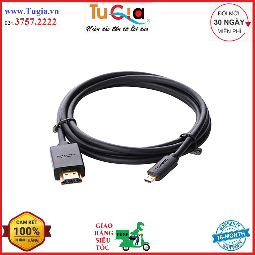 Cáp chuyển đổi ugreen microhdmi sang hdmi v1.4 30102 1.5m - hàng chính hãng