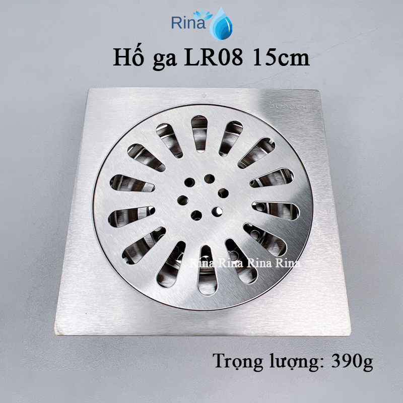 Phễu hố ga thoát sàn chống hôi chống tràn inox sus 304 LR08, chống nước thủy triều lên, inox 304 thủ công 1T2 1T5 Rina