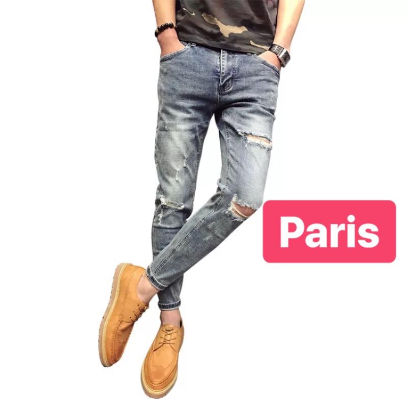 QUẦN JEAN NAM CHẤT BÒ ĐEN XANH RÁCH SIÊU CAO CẤP - PARIS FASHION MỚI