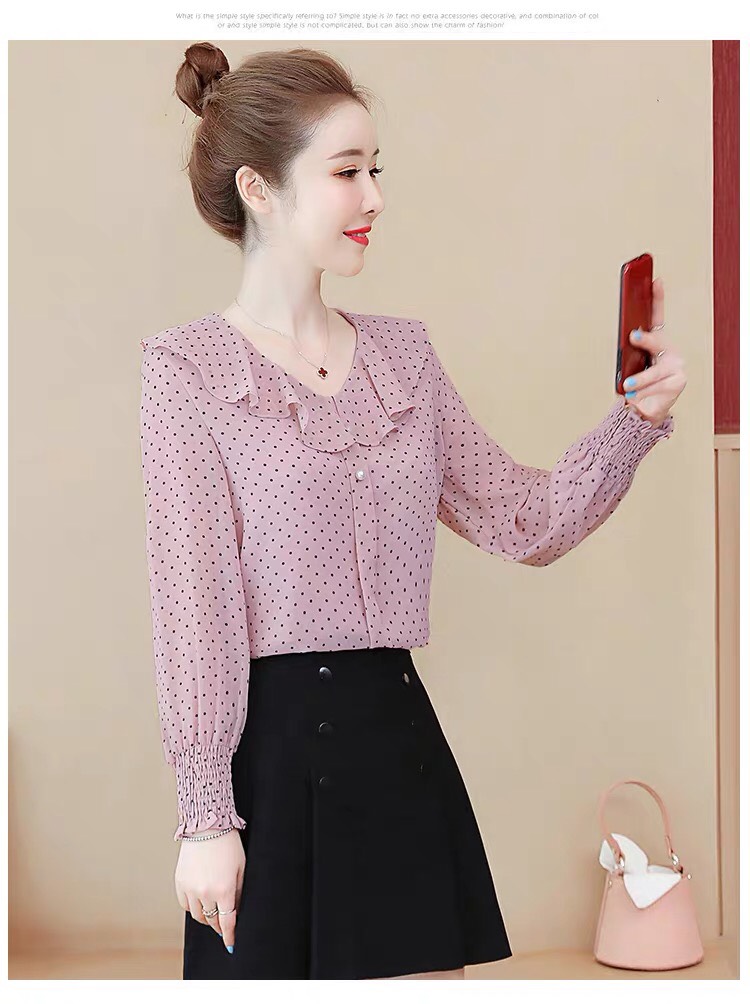 ÁO KIỂU CHẤM BI CỔ TIM NGOCTRANSHOP - NT6371