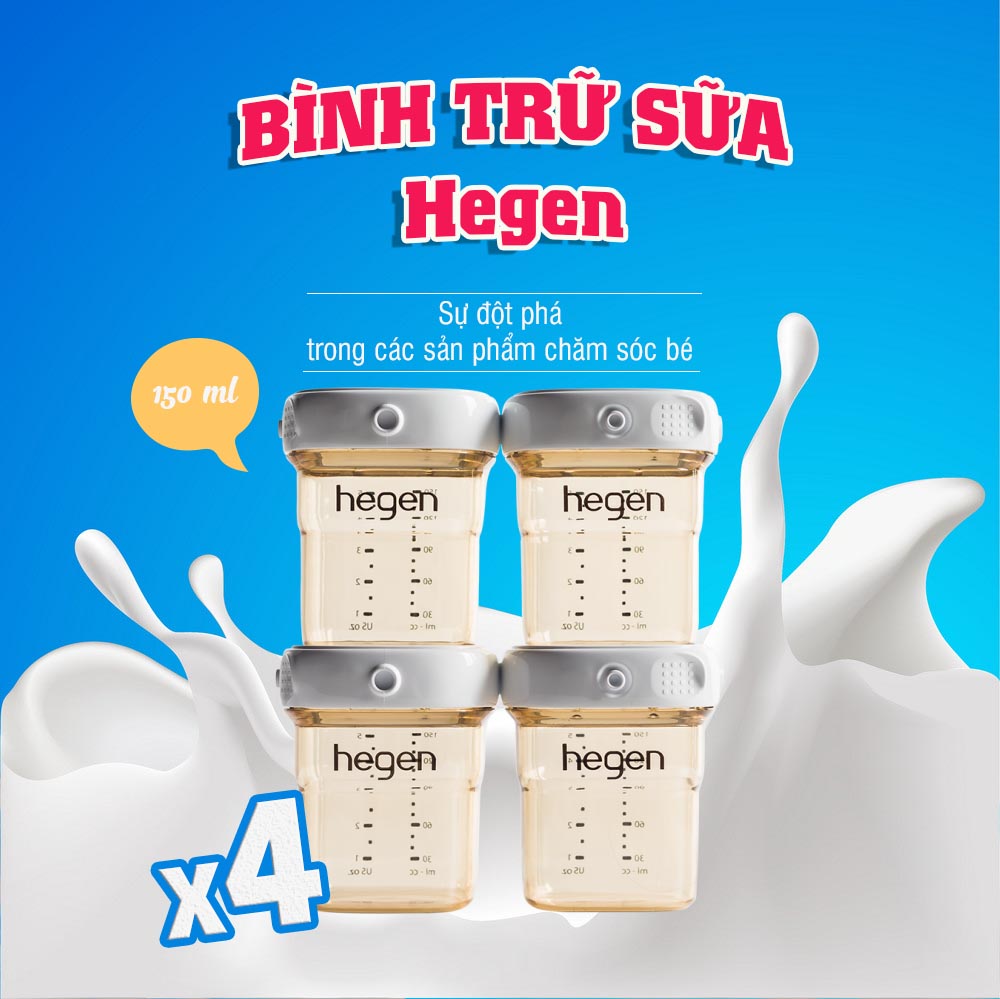 [HCM]Bình trữ sữa HEGEN PPSU 150ml (Set 4 bình)