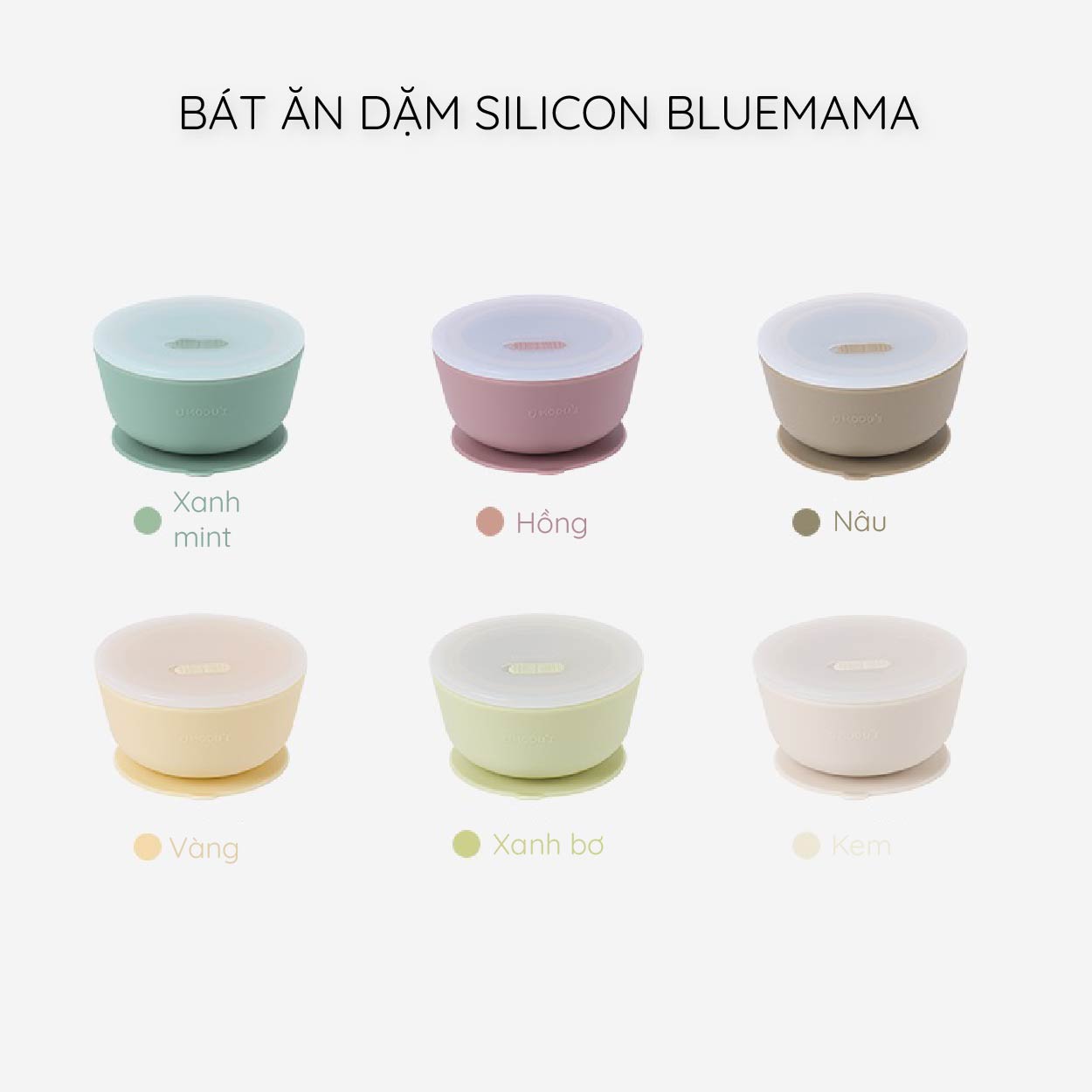 Bát ăn dặm đế hít Silicon Bluemama