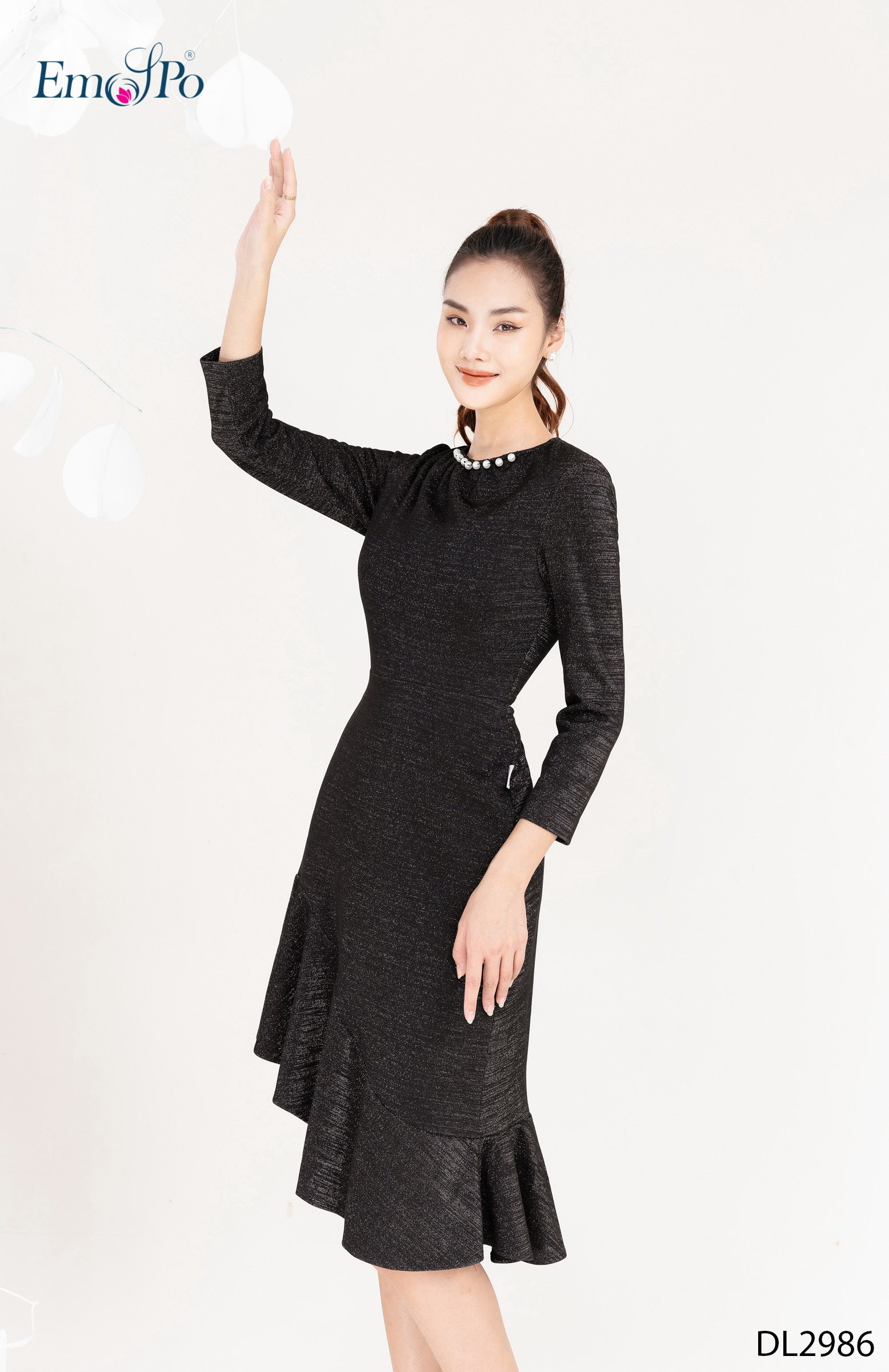 Đầm Ôm Đuôi Cá Chéo Emspo Dl2986 (Đen, Đỏ)