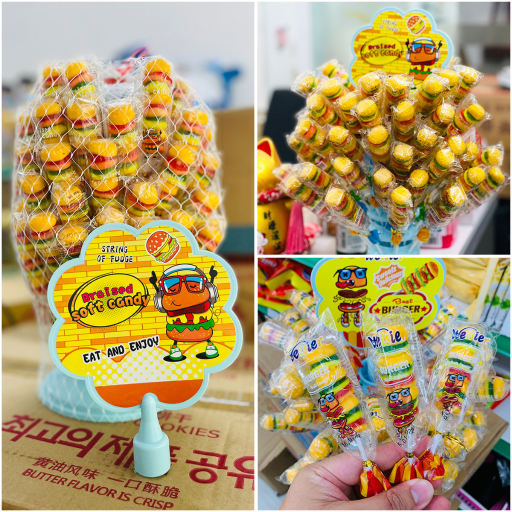 [Rẻ vô địch] [FreeShip] Kẹo Dẻo HamBurger Que - Burger ⚡DATE MỚI NHẤT⚡