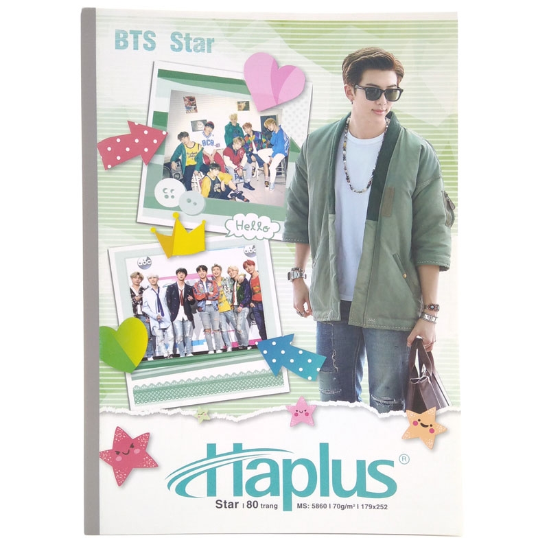 Vở Haplus Star Kẻ Ngang 80 Trang 5860 - BTS (Mẫu Bao Bì Là Ngẫu Nhiên)