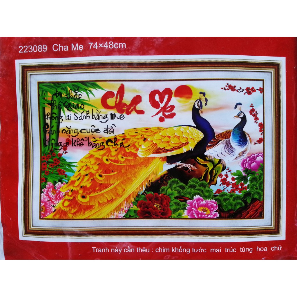 Tranh thêu chữ thập Cha mẹ DLH- 222810- CÓ HÌNH THÀNH PHÂM KHAM KHẢO- Ngocthinhshop