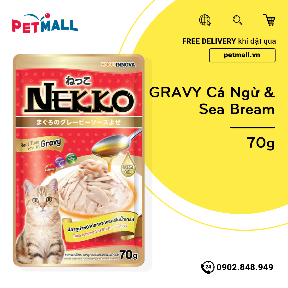 Combo 48 gói 70g - Pate mèo NEKKO Gravy - Mix vị Petmall