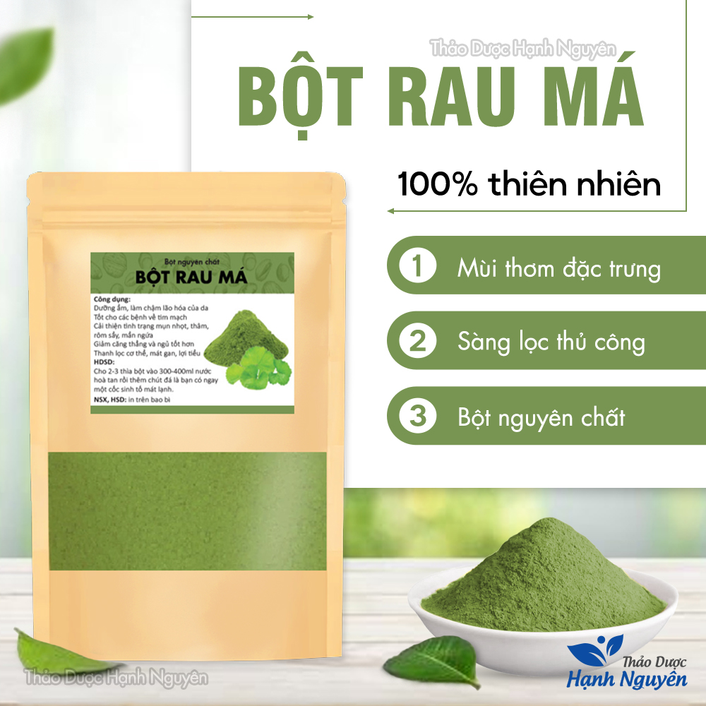 Bột rau má 100g, nguyên chất, sấy lạnh, nước uống detox, giảm cân, thanh nhiệt, ngừa mụn, đẹp da