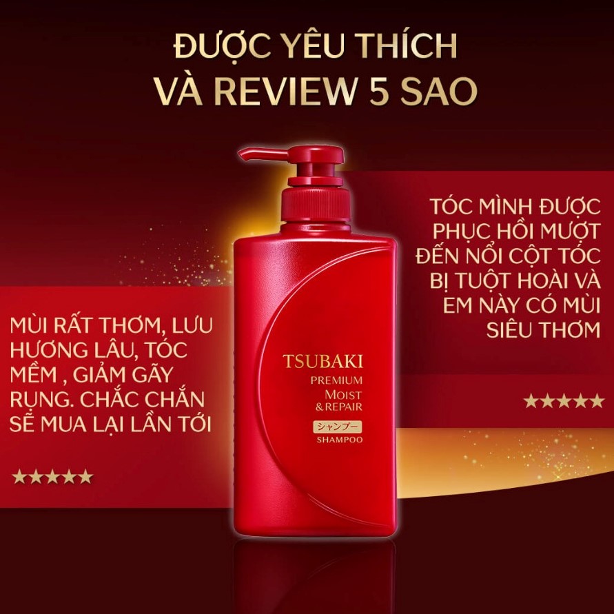 Dầu gội Dưỡng tóc bóng mượt Premium Moist Tsubaki (490ml/chai)